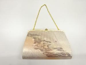 リサイクル　花模様織出し和装バッグ